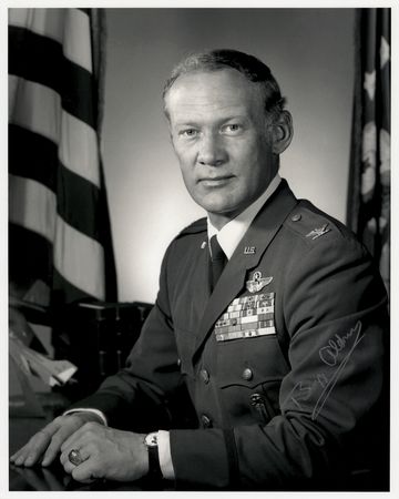 Lot #4145 Buzz Aldrin Signed Oversized Photograph - Image 1