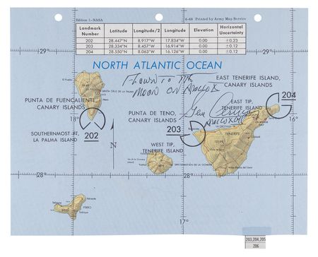 Lot #4085 Apollo 10 Flown Map Signed by Gene Cernan - Image 1