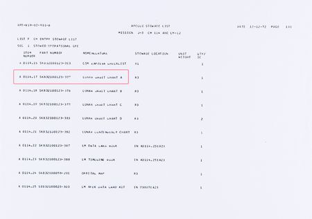 Lot #4298 Gene Cernan's Apollo 17 'Lunar Orbit Chart A' Photography Map (Attested as Flown by Space Collective) - Image 2