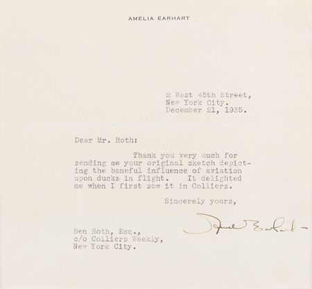 Lot #4418 Amelia Earhart Typed Letter Signed to a Collier's Weekly Artist - Image 2