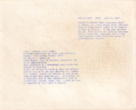 Lot #4126 Buzz Aldrin Original Vintage NASA Photograph - Image 2