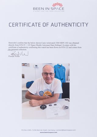 Lot #4368 Hans Schlegel's STS-122 Flown Casio Marlin Wristwatch - Image 5