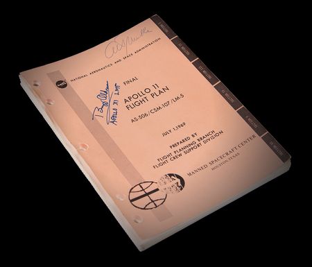 Lot #4096 Apollo 11 Mission Control-Used Flight Plan Signed Twice by Buzz Aldrin - Image 1