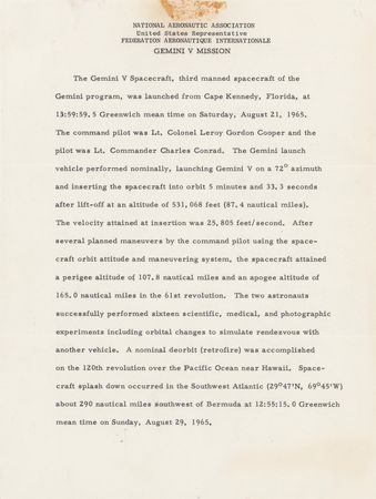 Lot #4029 Gemini 5 Signed Mission Report - Issued to the National Aeronautic Association - Image 2