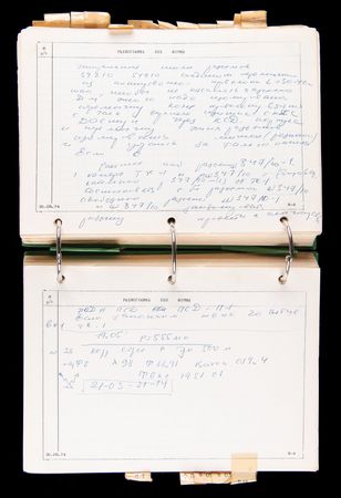 Lot #4407 Alexei Leonov's Apollo-Soyuz Flown and Extensively Annotated Commander's Logbook - Image 13