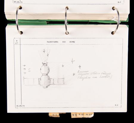 Lot #4407 Alexei Leonov's Apollo-Soyuz Flown and Extensively Annotated Commander's Logbook - Image 2