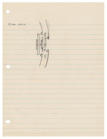 Lot #4014 Gordon Cooper Original Sketch of the Mercury Capsule 'Side Hatch' - Image 1