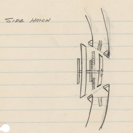 Lot #4014 Gordon Cooper Original Sketch of the Mercury Capsule 'Side Hatch' - Image 2