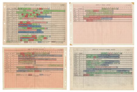 Lot #4008 Guenter Wendt's (4) Hand-Drawn Mercury Timeline Charts - MR-I and MR-IA - Image 1