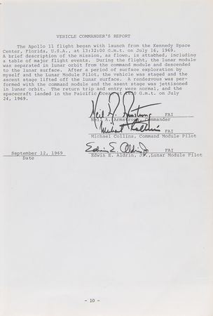 Lot #4095 Apollo 11 Official NAA/FAI ‘Manned Spacecraft Records’ Report Booklet - One of Three Issued by the United States - Image 6