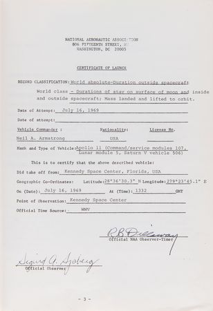Lot #4095 Apollo 11 Official NAA/FAI ‘Manned Spacecraft Records’ Report Booklet - One of Three Issued by the United States - Image 8