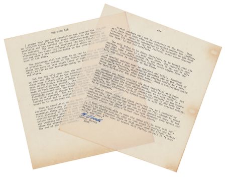 Lot #4430 Hermann Oberth Typed Manuscript Signed - 'The Moon Car' - Image 1