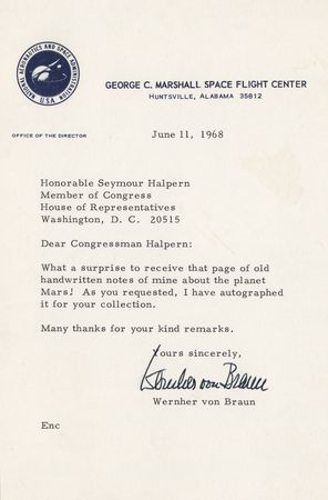 Lot #4356 Wernher von Braun Typed Letter Signed