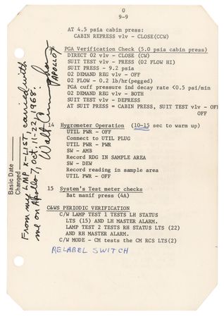 Lot #4062 Walt Cunningham's Apollo 7 Flown