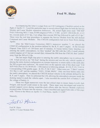 Lot #4217 Apollo 13 Flown 'LM Contingency Checklist' Page - From the Collection of Fred Haise - Image 5