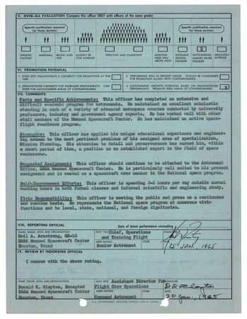 Lot #4120 Neil Armstrong and Deke Slayton Signed Document - Grading Future Gemini 12 and Apollo 11 Astronaut Buzz Aldrin - Image 1