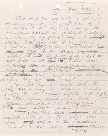 Lot #4355 Wernher von Braun Handwritten Manuscript on Rocket Propulsion and Atomic Energy - Image 2