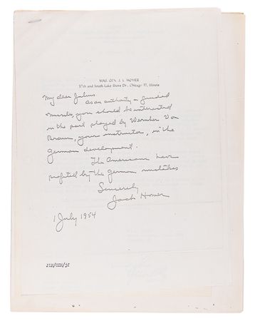 Lot #4358 [Wernher von Braun] Congratulatory Letter from U.S. Army Major General Julius Klein on the Recent Apollo 11 Mission - Image 2
