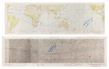Lot #4289 Charlie Duke (2) Signed Apollo 16 Charts
