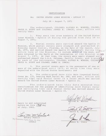 Lot #4266 Apollo 15 Lunar Surface-Flown Sieger Crew-Owned Cover - Image 3