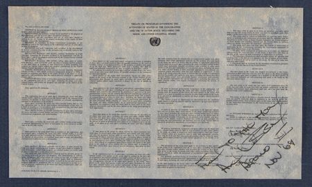 Lot #4161 Apollo 12 Display with (2) Flown Artifacts - American Flag and UN Space Treaty - Image 3