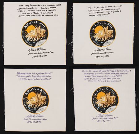 Lot #4237 Fred Haise (4) Signed Apollo 13 Beta Patches - Image 1