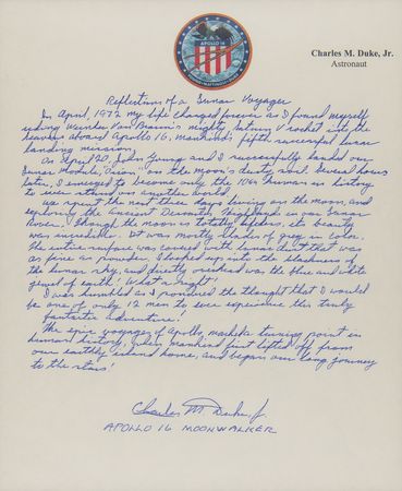 Lot #4281 Charlie Duke Autograph Manuscript Signed