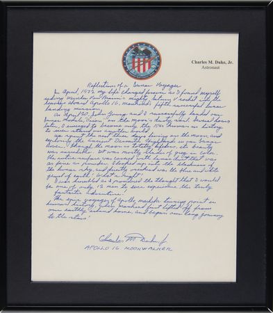 Lot #4281 Charlie Duke Autograph Manuscript Signed - 'Reflections of a Lunar Voyager' - Image 3