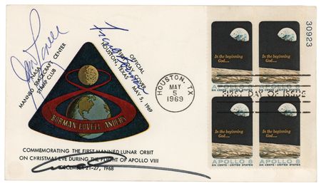 Lot #4064 Apollo 8 Crew-Signed First Day Cover