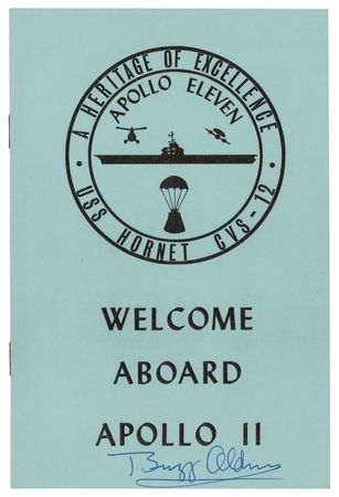 Lot #4138 Buzz Aldrin Signed USS Hornet Welcome