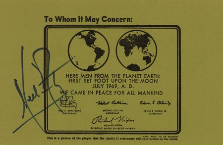 Lot #4117 Neil Armstrong Signed Lunar Plaque Print