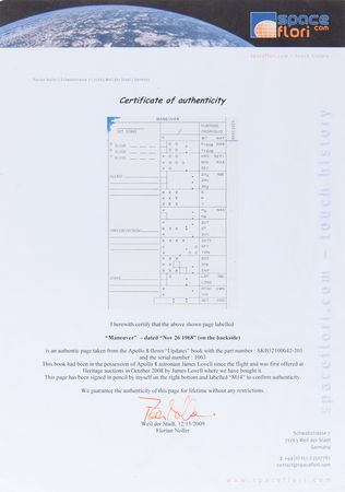 Lot #4068 Apollo 8 'Updates' Book Page Signed by Frank Borman [Attested to as Flown] - Image 3