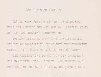 Lot #208 Kennedy Assassination: Dow Jones Ticker Tape from November 22, 1963: 