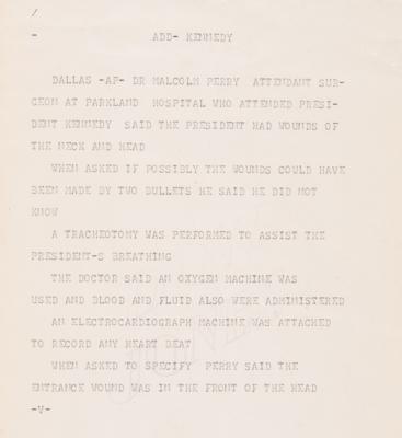 Lot #208 Kennedy Assassination: Dow Jones Ticker Tape from November 22, 1963: 