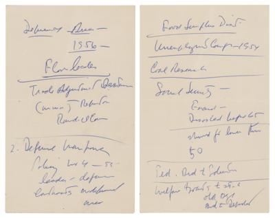 Lot #40 John F. Kennedy Handwritten Notes (2) as Senator on Social Security, Federal Aid, and Economics - Image 1