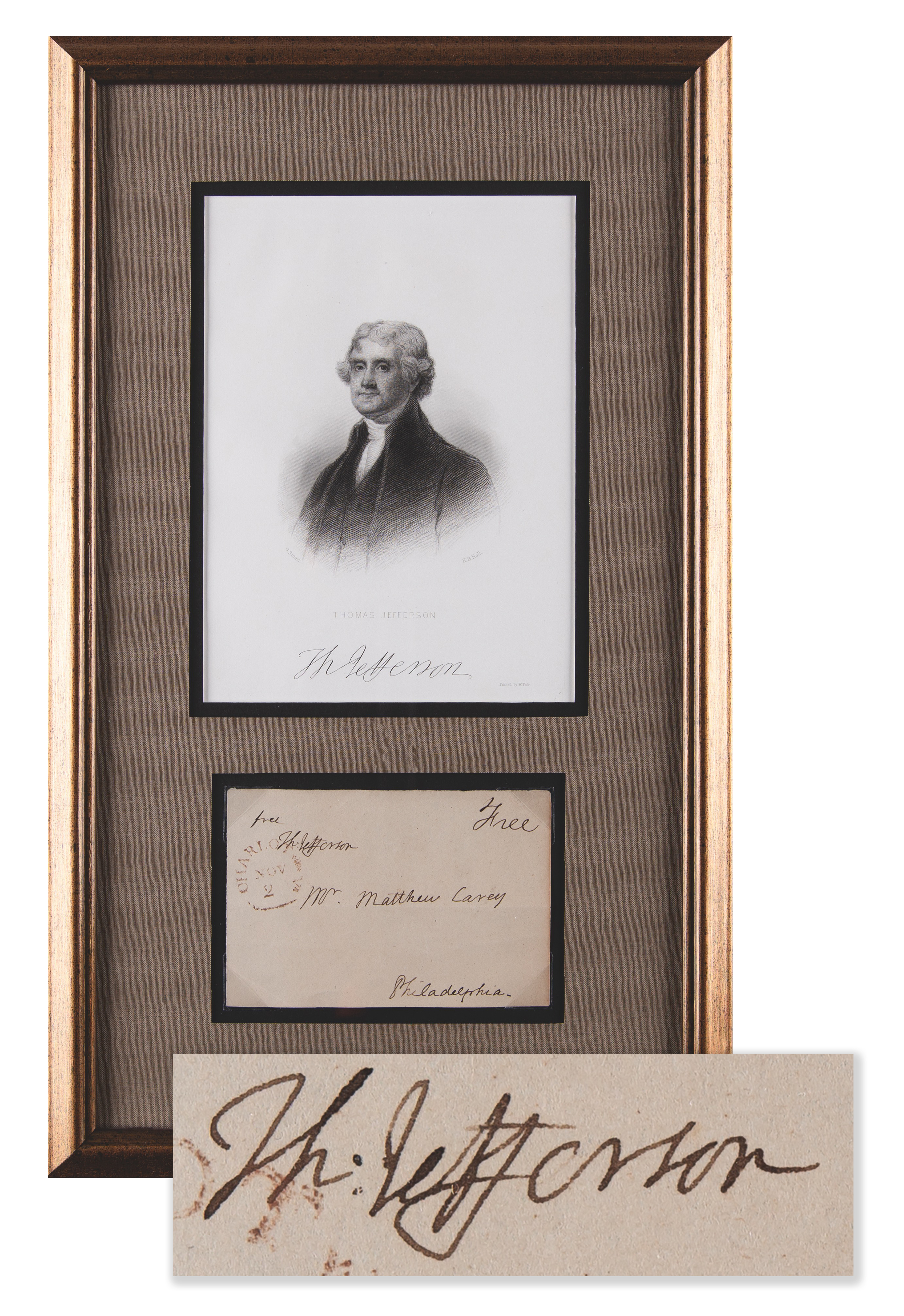 Lot #3 Thomas Jefferson Signed Free Frank to