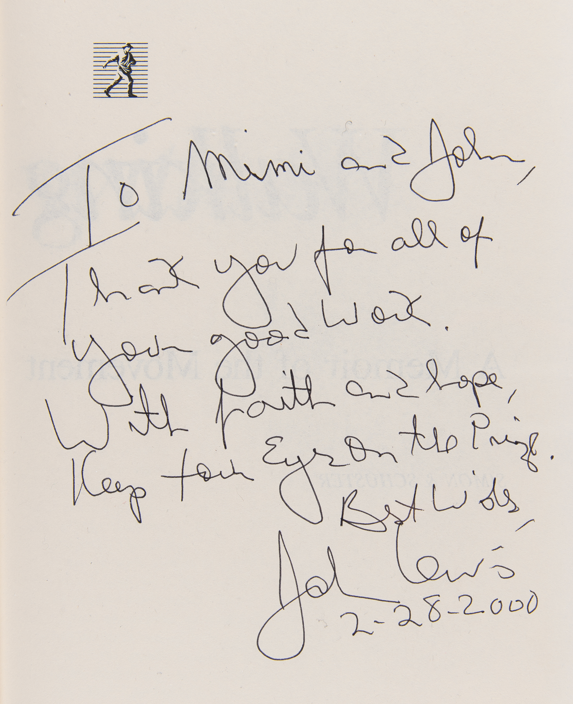 Lot #371 John Lewis Signed Book - Walking With the Wind - Image 2