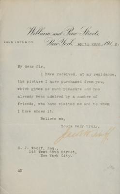 Lot #428 Jacob Schiff Typed Letter Signed - Image 2