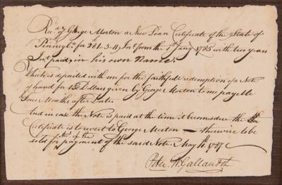 Lot #324 Peter W. Gallaudet Document Signed - Image 2