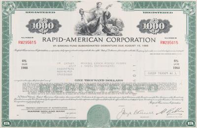 Lot #424 Rapid-American Corporation Bond Certificate - Image 1
