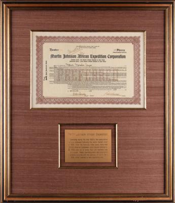 Lot #357 Martin Johnson African Expedition Stock Certificate - Image 1