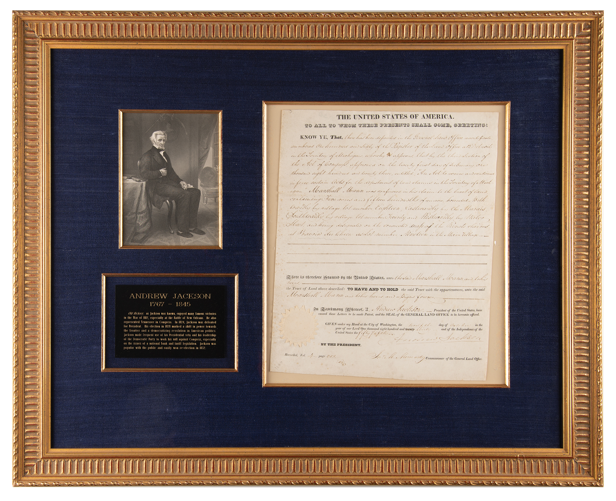 Lot #9 Andrew Jackson Document Signed as President