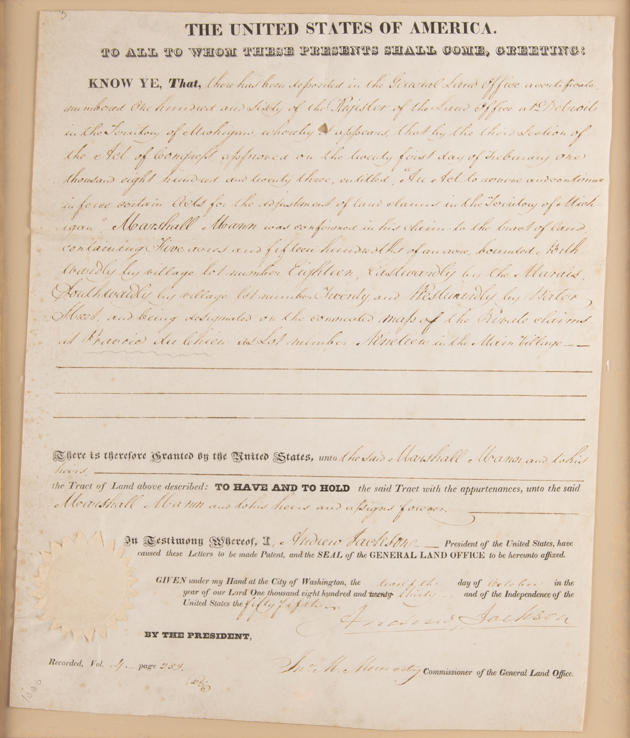 Lot #9 Andrew Jackson Document Signed as President - Image 2