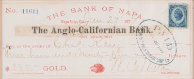 Lot #368 Charles Krug Signed Check - Image 3