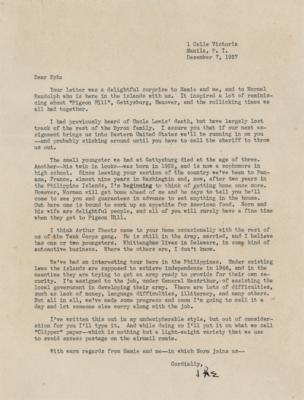 Lot #34 Dwight D. Eisenhower Typed Letter Signed from the Philippines: 
