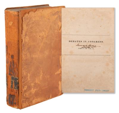 Lot #14 James K. Polk Signed Book - Debates in Congress - Image 1