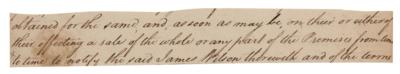 Lot #472 James Wilson Partial Autograph Document Signed - Image 1