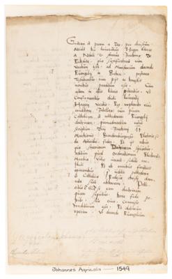 Lot #246 Johannes Agricola Document Signed on Good Friday (1549) - Image 1