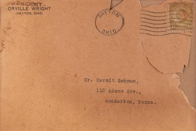 Lot #501 Orville Wright Signed Photograph of Man's First Flight - Includes Rare Original Mailing Envelope - Image 4