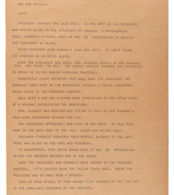 Lot #205 Kennedy Assassination: Uncut Associated Press Teletype Roll (16 Feet in Length) - Image 5